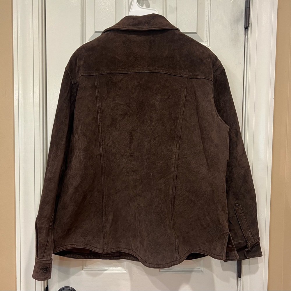 Vintage Suede Leather Brown Jacket 70s Disco Western Southwestern - Picture 3 of 4